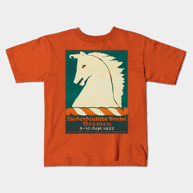 Rare vintage German horse racing ad from 1922 Kids T-Shirt by LittleBean